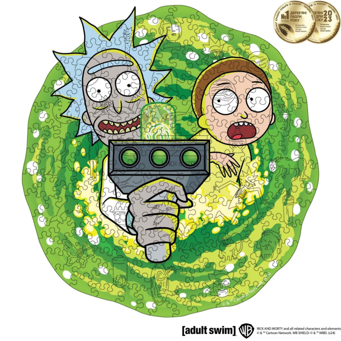 Фігурний дерев'яний пазл Rick & Morty - Портал
