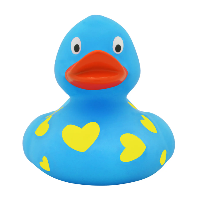 Утка FunnyDucks Голубая в сердечках