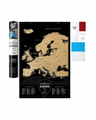Скретч Карта Європи чорна Travel Map Black Europe